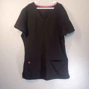 Heart Soul Black Women's Short Sleeve V-neck Scrub Top Size SP
